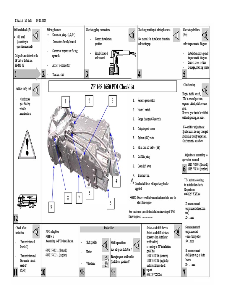 ZF 16S 1650 PDI Checklist | PDF | Manual Transmission | Machines