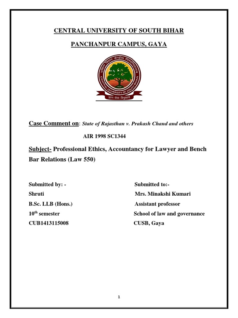 Case Analysis: Rajasthan v. Prakash Chand | PDF | Judge | Judiciaries
