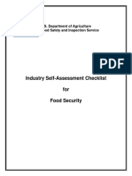 Industry Self-Assessment Checklist For Food Security: U.S. Department of Agriculture Food Safety and Inspection Service