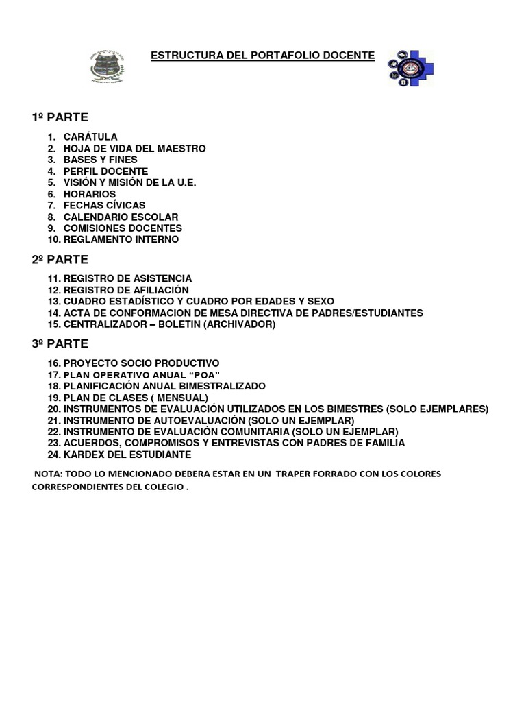 Estructura del Portafolio Docente | PDF | Maestros | Cognición