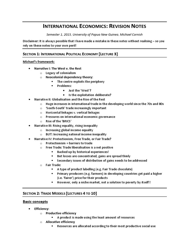 International Economics Revision Notes | PDF | Current Account ...