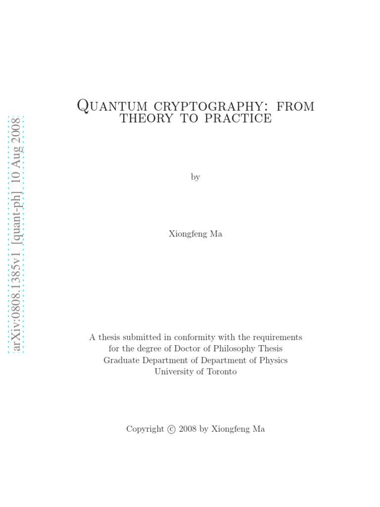 Quantum Cryptography: From Theory To Practice | PDF | Cryptography ...
