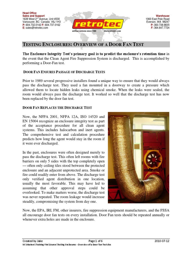 Door Fan Test | PDF | Door | Pressure