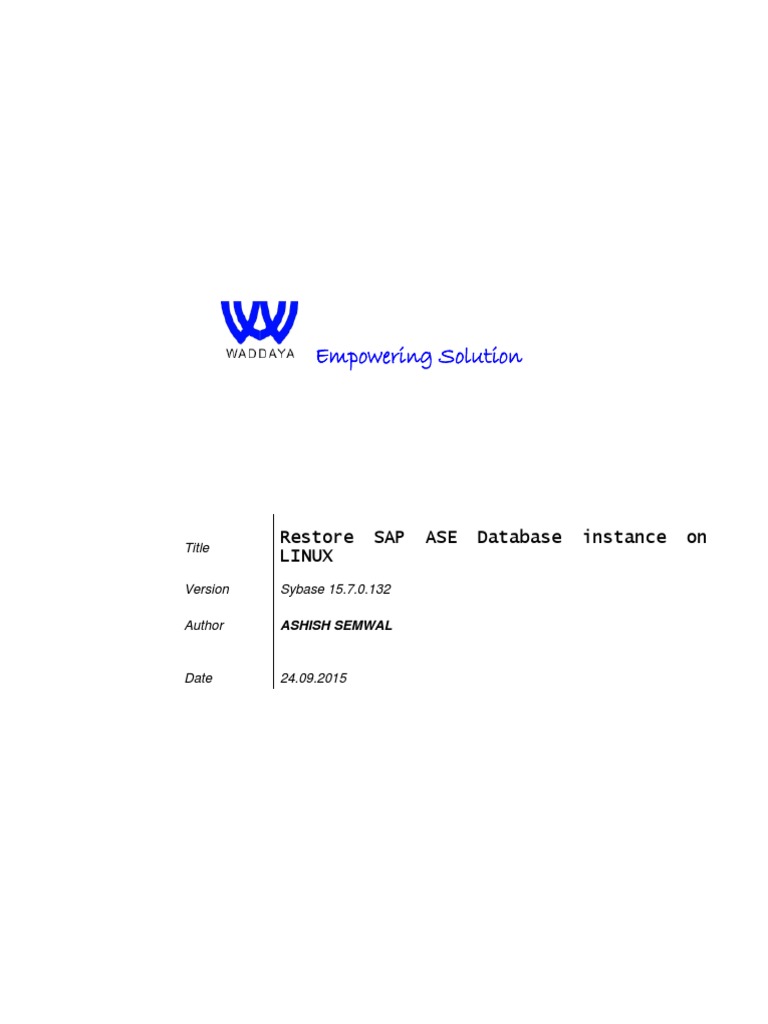 Restore SAP ASE on Linux Guide | PDF | Computers