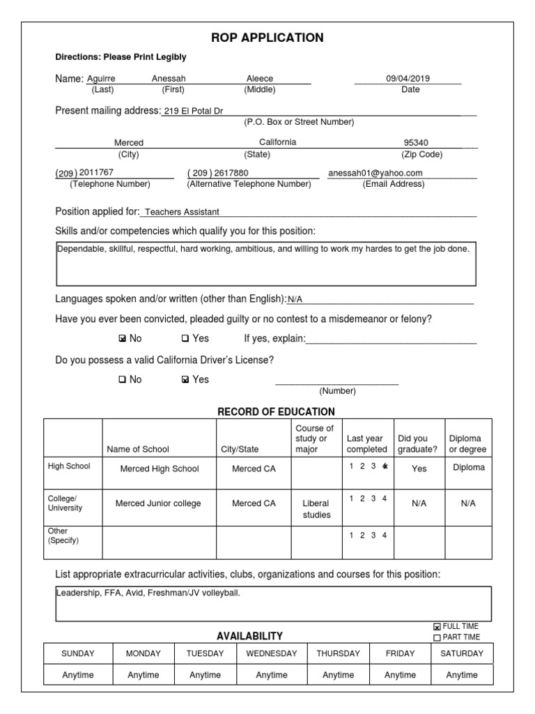 Job Application | PDF