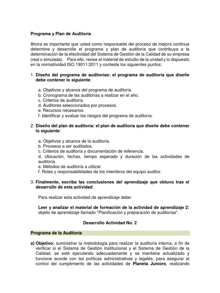 Programa y Plan de Auditoría Efectiva | PDF | Auditoría | Contralor