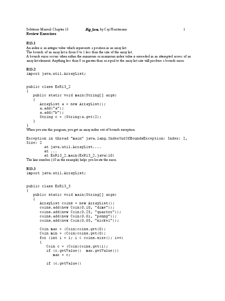 Big Java Solution Manual PDF | PDF | Matrix (Mathematics) | String ...