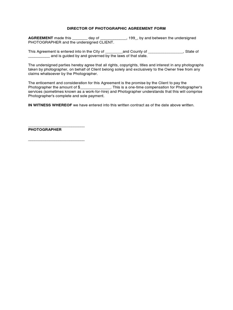 Photography Rights Agreement Form | PDF | Business | Finance & Money ...