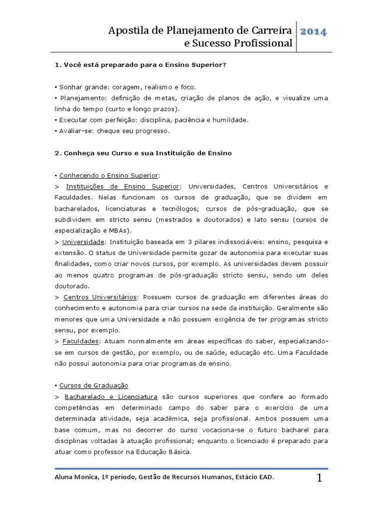 Planejamento de Carreira e Sucesso | PDF | Desenvolvimento profissional ...