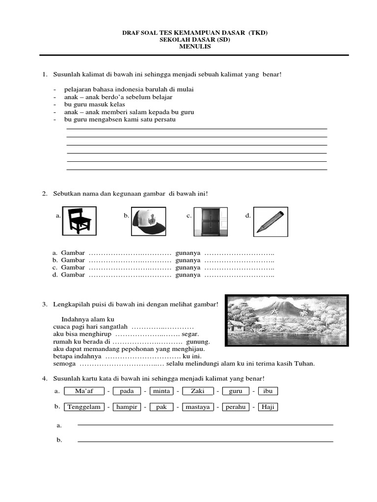 Tes Kemampuan Dasar Menulis