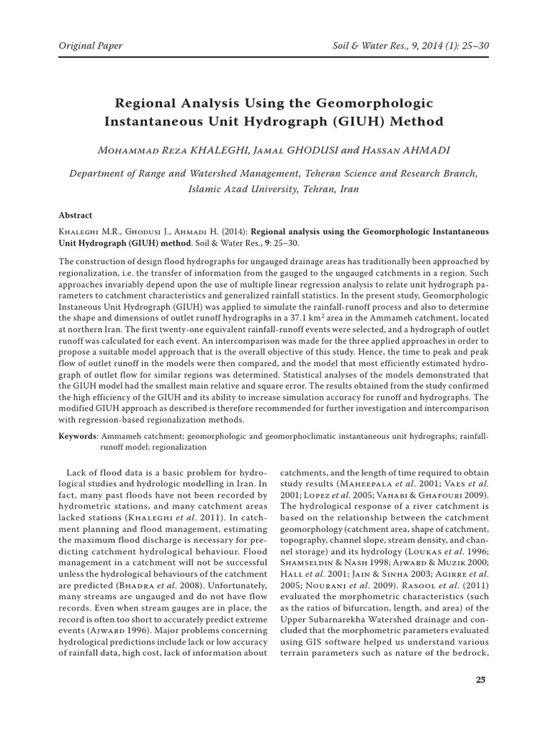 Geomorphologic Hydrograph Study | PDF | Drainage Basin | Flood