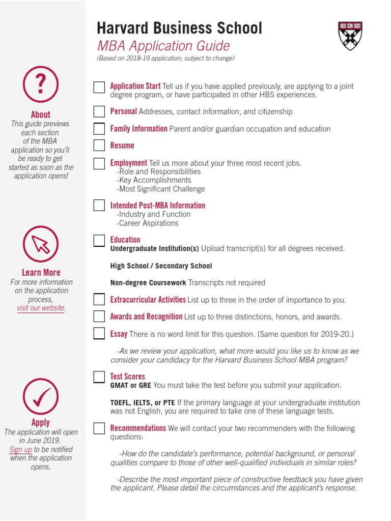 HBS MBA Application Guide PDF Master Of Business Administration