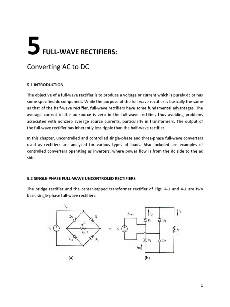 CH 5 FullWave Rectifier PDF Rectifier Direct Current