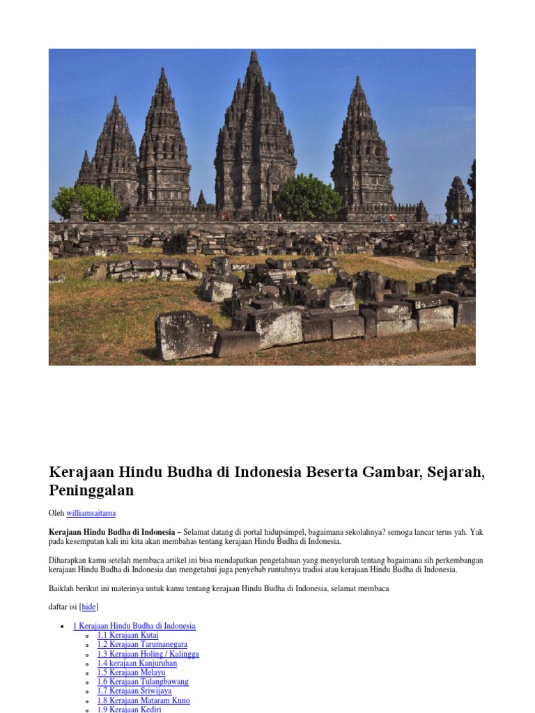 Kerajaan Hindu Budha Di Indonesia Beserta Gambar
