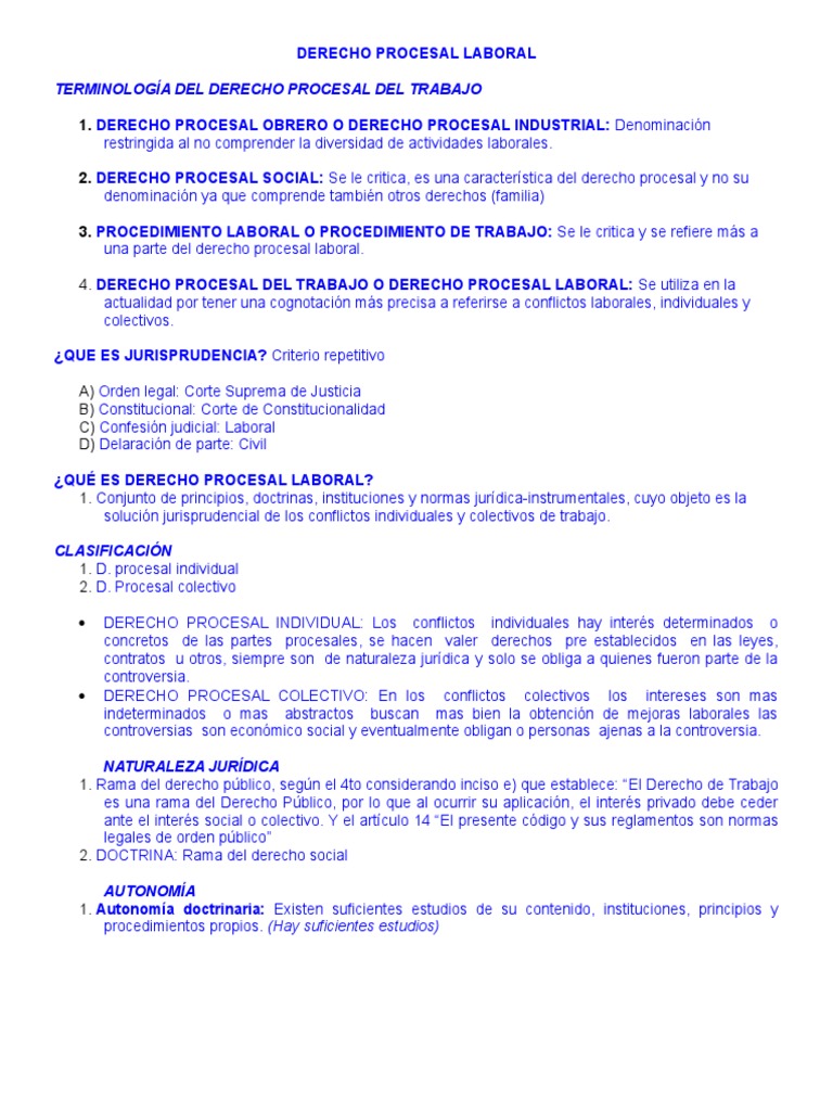 Derecho Procesal Laboral | PDF | Ley procesal | Derecho laboral