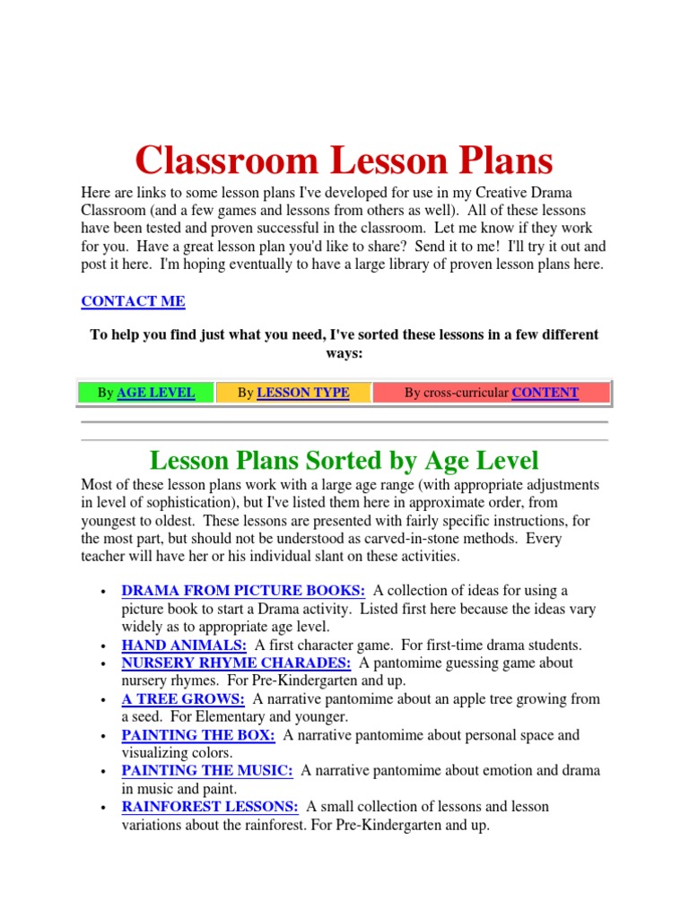 Drama Lesson Plan PDF Narrative Curriculum