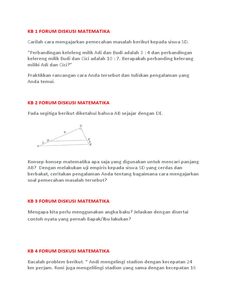 Kb 1 Forum Diskusi Matematika