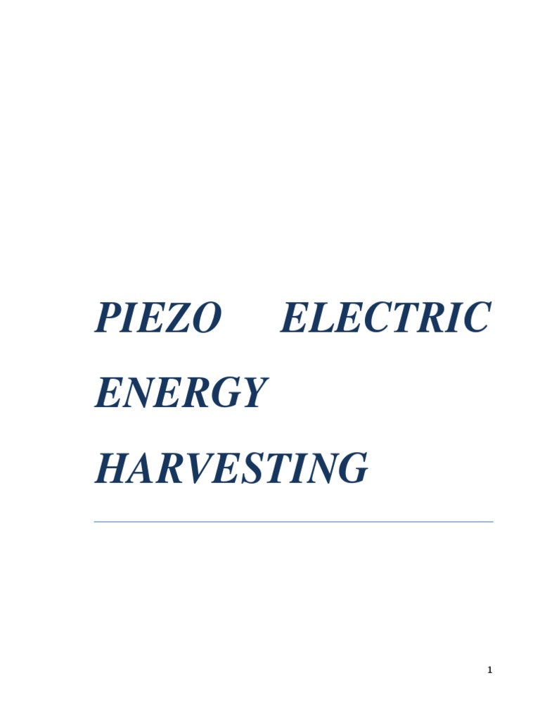 Piezo Electric Energy Harvesting | PDF | Piezoelectricity | Energy ...
