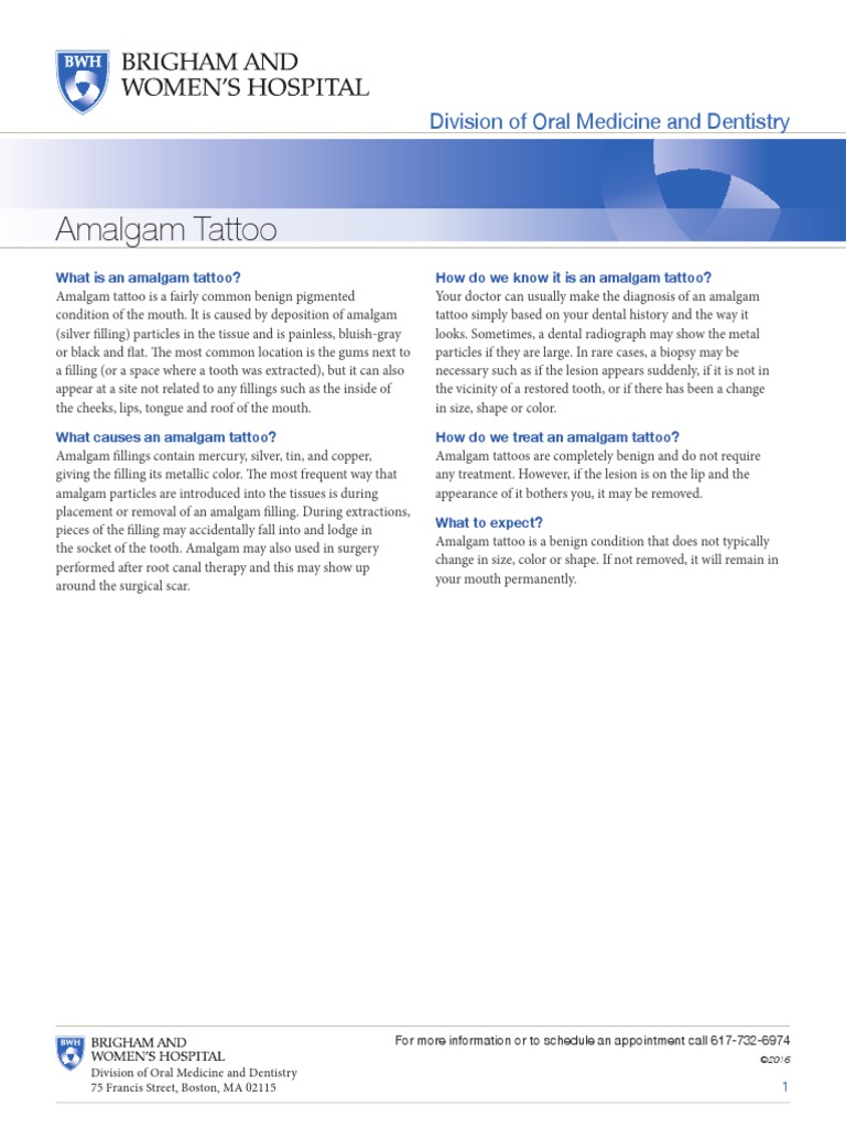 Amalgam Tattoo BWH PDF Tattoo Dentistry