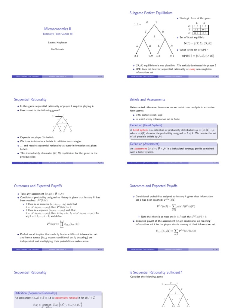 9 Extensive Form Games III Handout | PDF | Mathematical And ...
