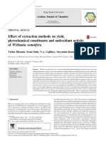 Green Extraction Methods Impact Yield and Antioxidants of Ashwagandha