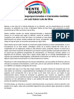 Denunciamos Las Desproporcionadas e Irracionales Medidas Sobre Lula, Por Frente Guasu 31-03-2016 PDF