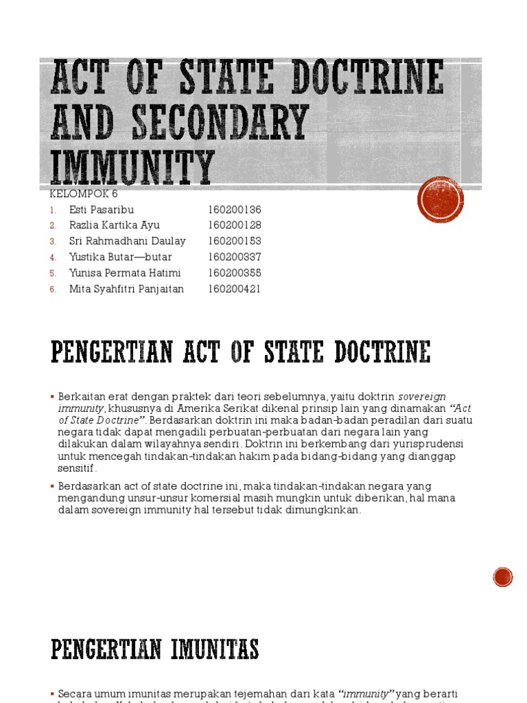 707 44754 Act of State Doctrine and Secondary Immunity PDF