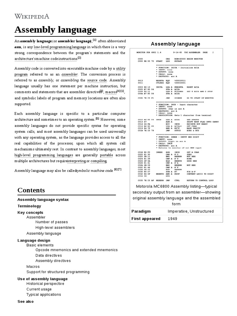 Assembly Language | PDF | Assembly Language | Programming Language