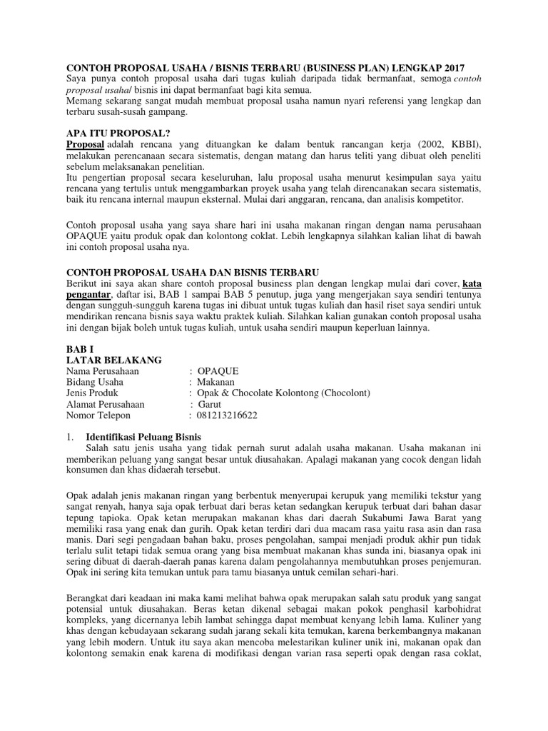 Contoh Proposal Usaha Docx