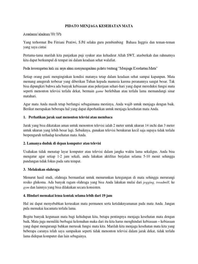 Pidato Menjaga Kesehatan Mata Docx