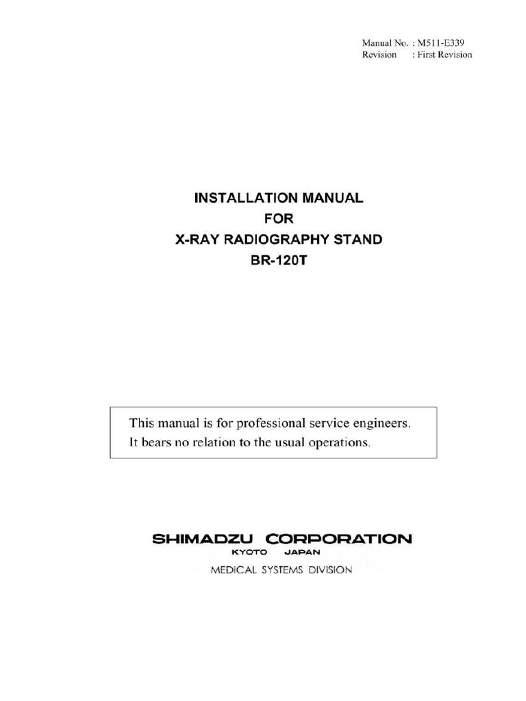 Shimadzu BR120 XRay Stand Installation Manual PDF