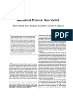 Behavioral Finance: Quo Vadis?