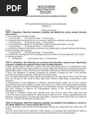 4th Periodical Exam Eng9