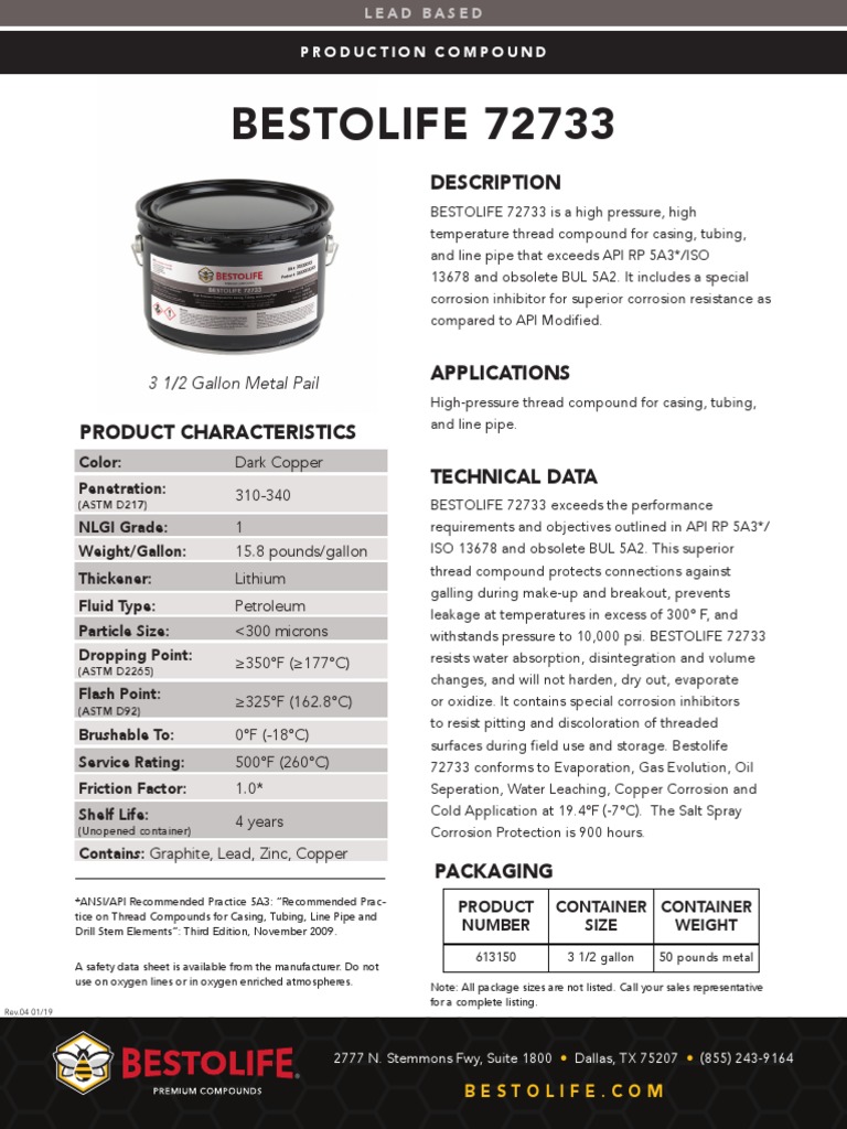 Bestolife 72733 Thread Compound Details | PDF | Pipe (Fluid