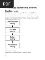 Differences Between The Different Levels of Tests: Unit/component Testing