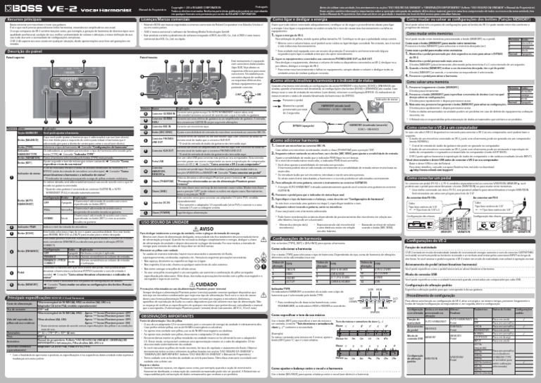 Manual Boss Ve 2 Pt Pdf Pdf Guitarras Microfone