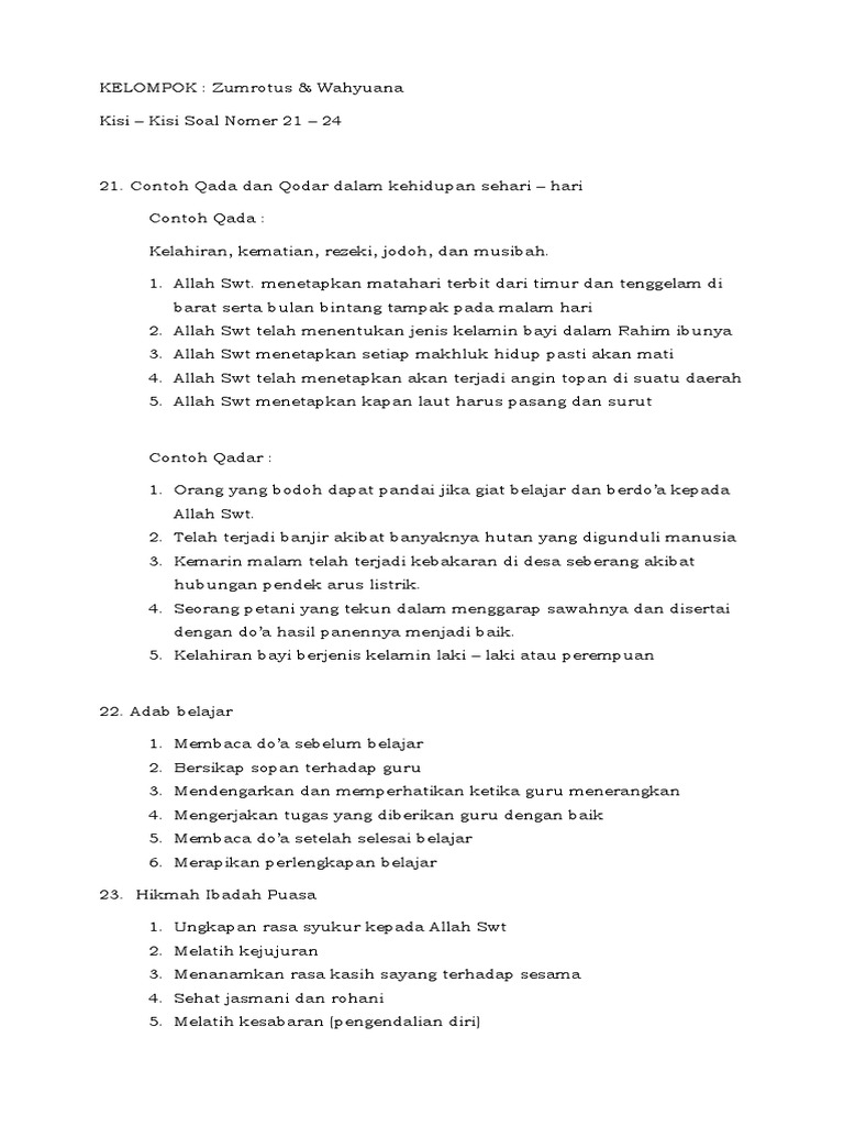 Rangkuman Materi Pai Kelas 6 Pdf