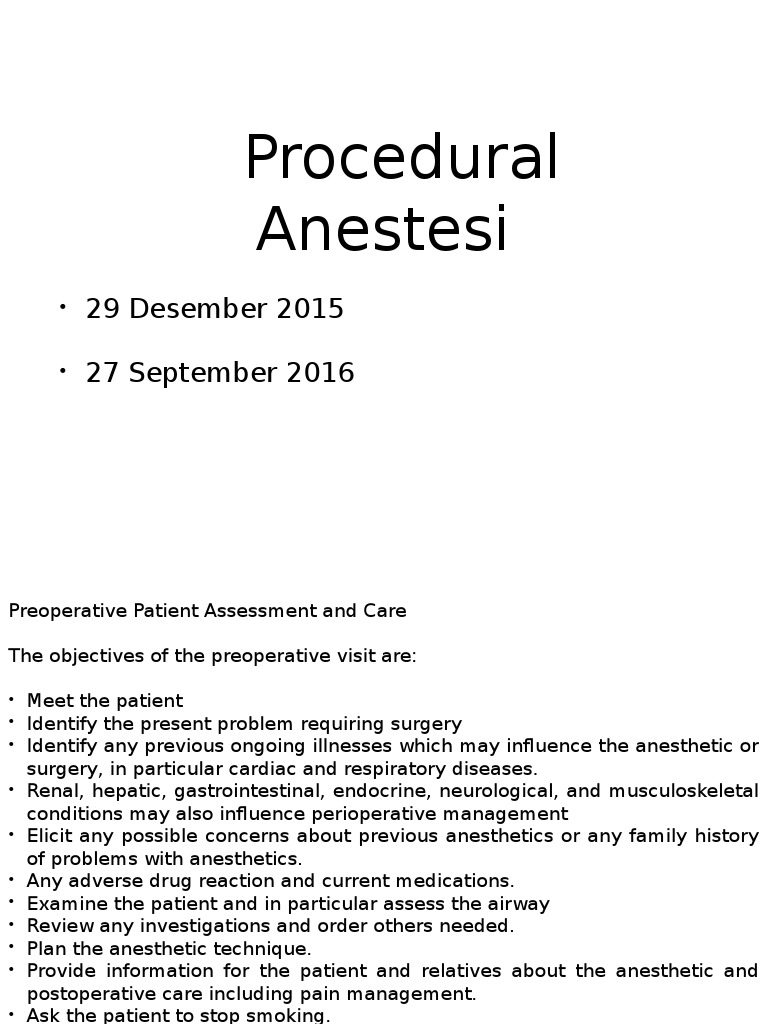 Preoperative Anesthesia Assessment Guide | PDF | Anesthesia | Medicine
