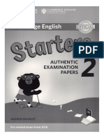 Starters 2 Authentic Examination Papers Answer Booklet