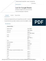 Keyboard Shortcuts For Google Sheets - Computer - Docs Editors Help