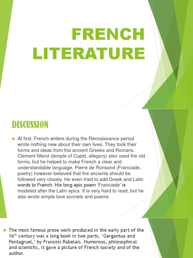 French Literature Ppt France Fiction & Literature