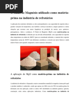 O Óxido de Magnésio Utilizado Como Matéria