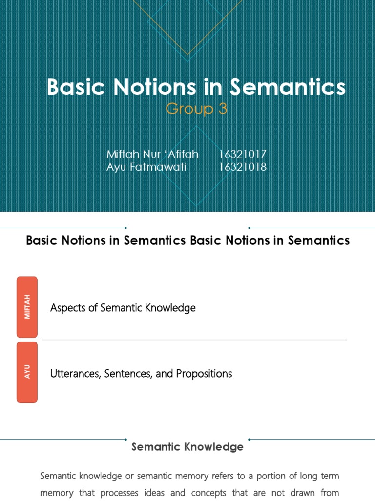 Key Concepts in Semantic Notions | PDF | Proposition | Sentence ...