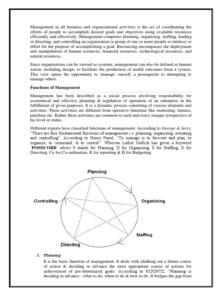Functions of Management | PDF | Strategic Management | Swot Analysis