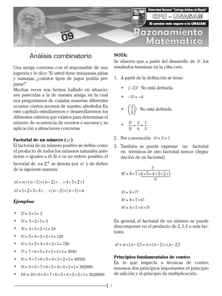 Análisis Combinatorio y Probabilidades | PDF | Permutación | Aleatoriedad