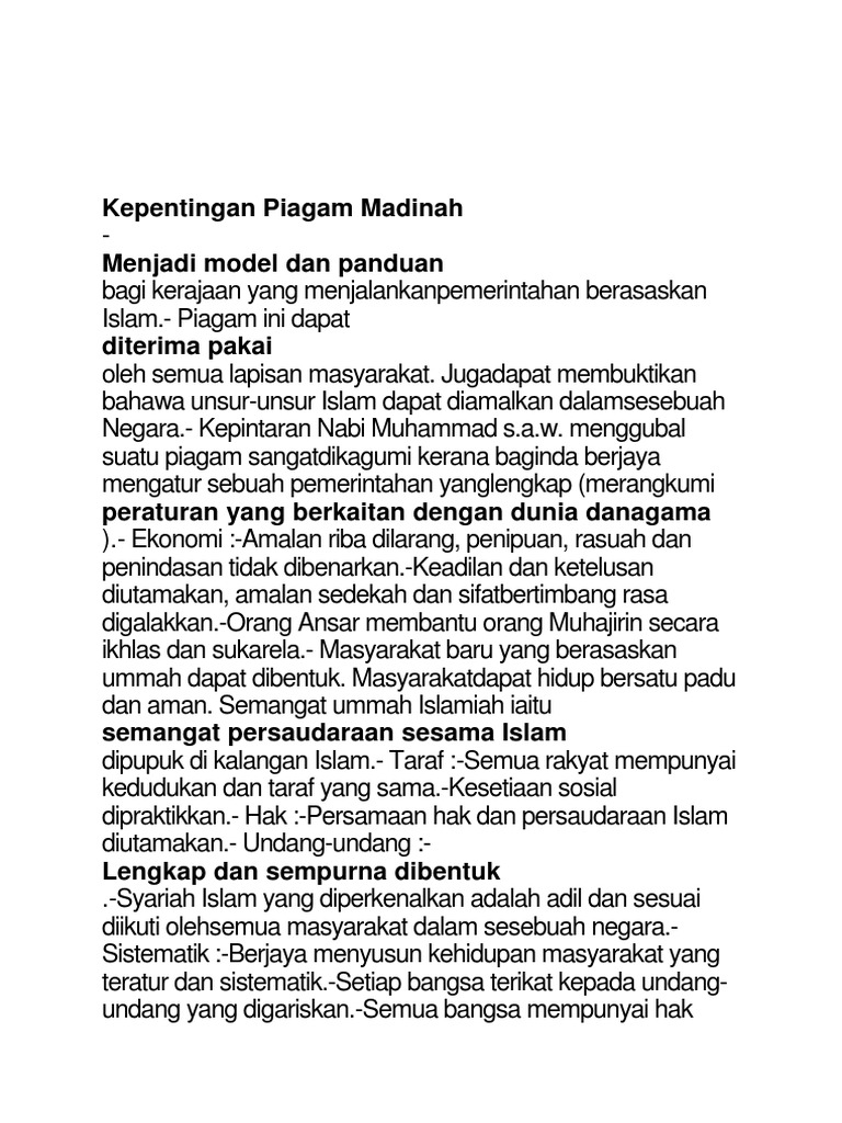 Kepentingan Piagam Madinah Pdf