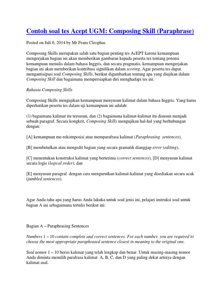 Contoh Soal Tes Acept Ugm Docx