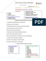 Ficha Formativa. Analise Sintatica e Oracoes