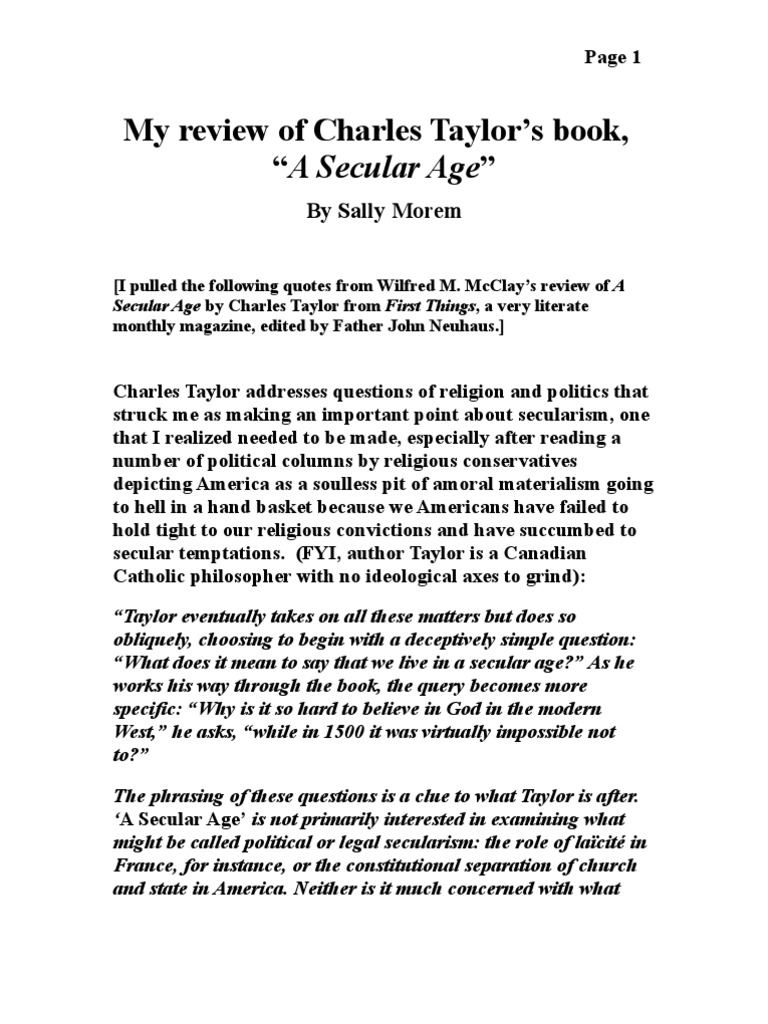 Understanding Taylor's Secular Age | PDF | Secularism | Protestantism