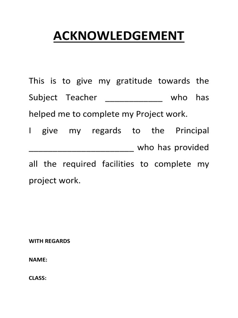 Acknowledgement - Format | PDF | Career & Growth